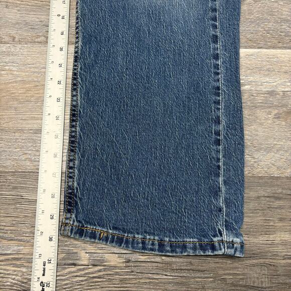 Levis 505 Red Tab Blue Mens 38x30 Regular Straight Stretch‎ Mid Wash Denim Jeans - Picture 7 of 12